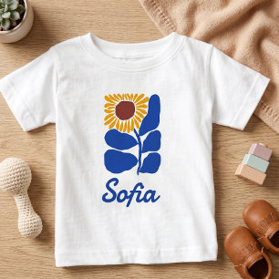 Personalized Retro Floral Daisy Custom Name Gift Baby T-Shirt