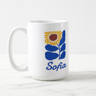 Personalized Retro Floral Daisy Custom Name Gift Coffee Mug