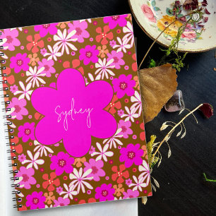 Personalized Retro Floral Design Journal Notebook