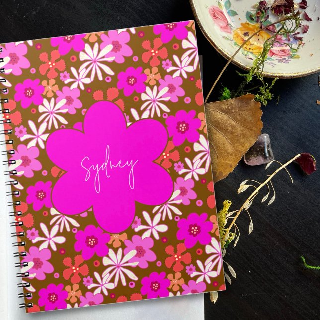 Personalized Retro Floral Design Journal Notebook (Creator Uploaded)