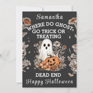 personalized retro floral funny ghost Halloween Invitation