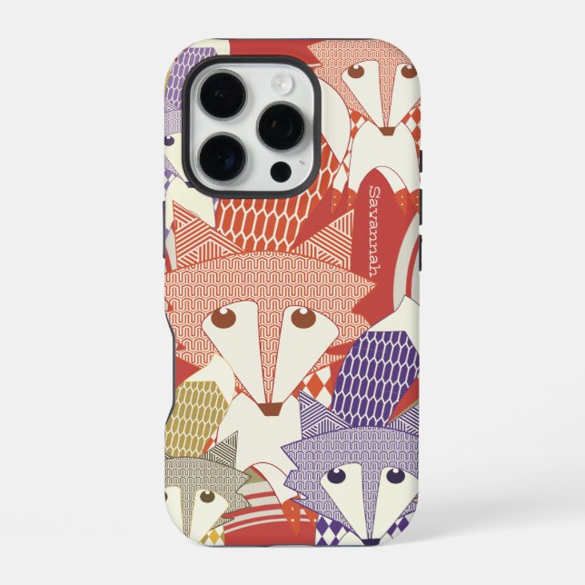 Personalized Retro Fox Art Retro  iPhone Case (Back)