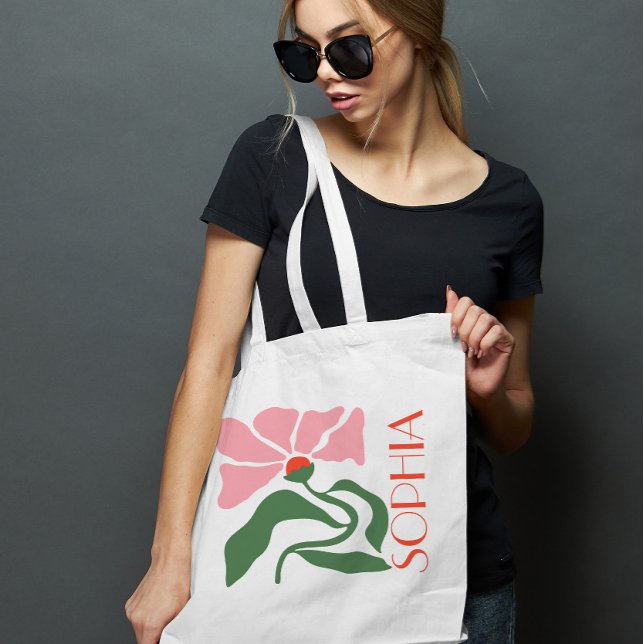 Personalized Retro Funky Flower Gift Tote Bag (Creator Uploaded)