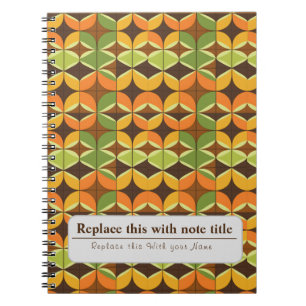 Personalized Retro Funky Orange-Avocado Green Notebook