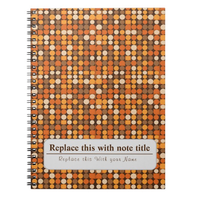 Personalized Retro Funky Orange-Brown Notebook (Front)