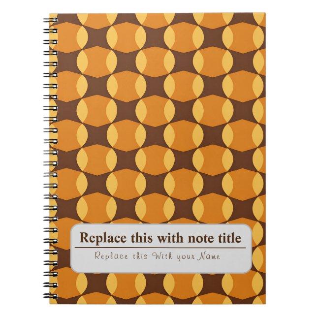 Personalized Retro Funky Orange-Brown  Notebook (Front)