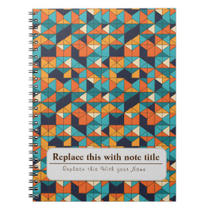 Personalized Retro Funky Orange-Teal Notebook