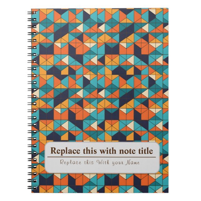 Personalized Retro Funky Orange-Teal Notebook (Front)