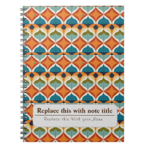 Personalized Retro Funky Orange-Teal Notebook