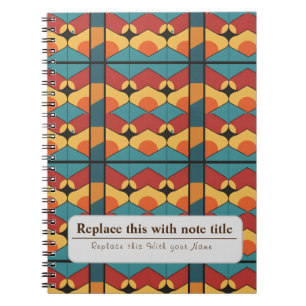 Personalized Retro Funky Orange-Teal Notebook