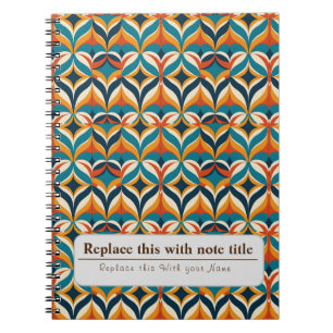 Personalized Retro Funky Orange-Teal Notebook