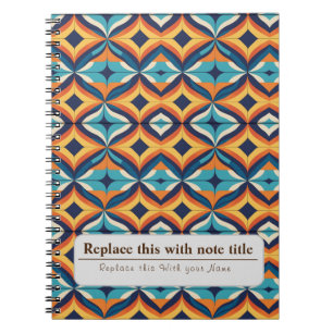 Personalized Retro Funky Orange-Teal Notebook
