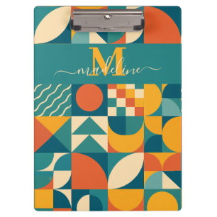 Personalized Retro Geometric Colorful Clipboard