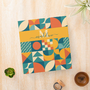 Personalized Retro Geometric Colourful  Binder