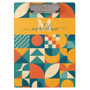 Personalized Retro Geometric Colourful  Clipboard