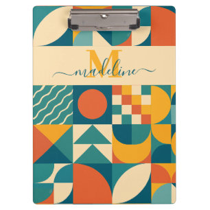 Personalized Retro Geometric Colourful Clipboard