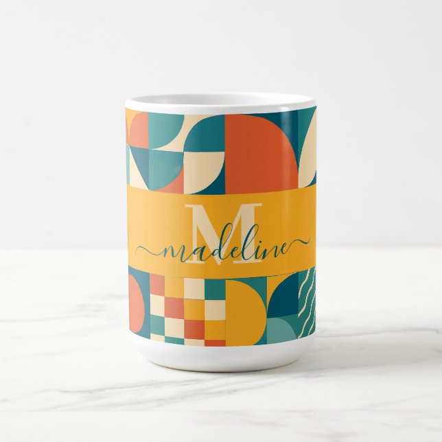 Personalized Retro Geometric Colourful  Coffee Mug (Center)