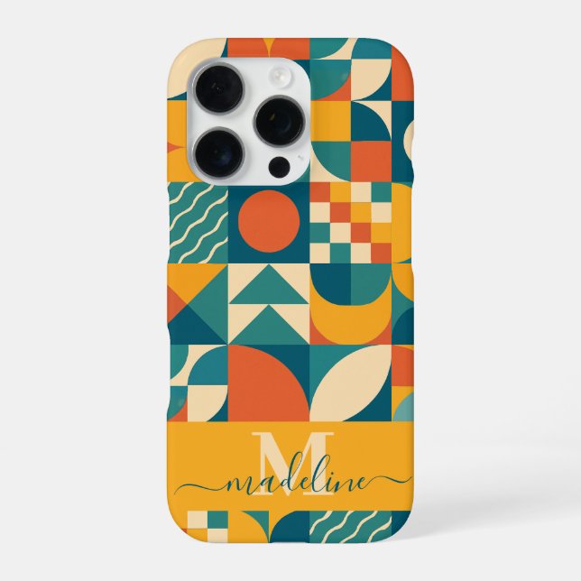 Personalized Retro Geometric Colourful  iPhone Case (Back)