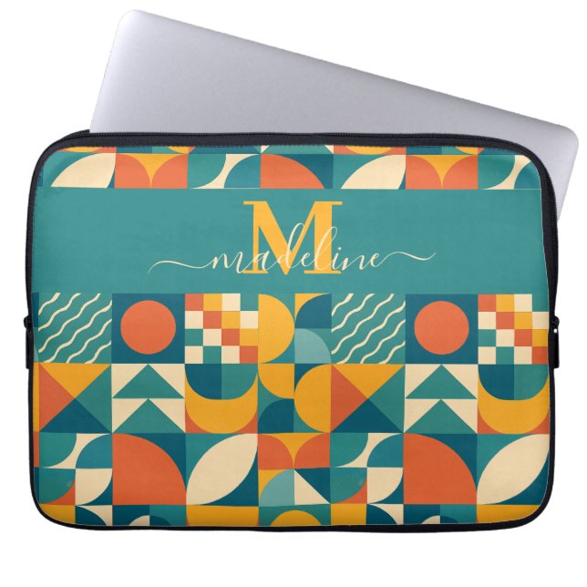 Personalized Retro Geometric Colourful  Laptop Sleeve (Front)