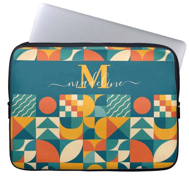 Personalized Retro Geometric Colourful  Laptop Sleeve (Front)
