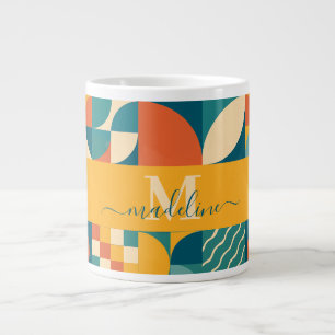 Personalized Retro Geometric Colourful  Large Coffee Mug