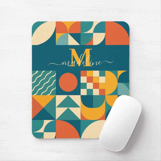 Personalized Retro Geometric Colourful  Mouse Pad (With Mouse)