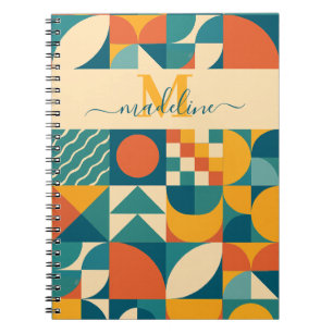 Personalized Retro Geometric Colourful Notebook