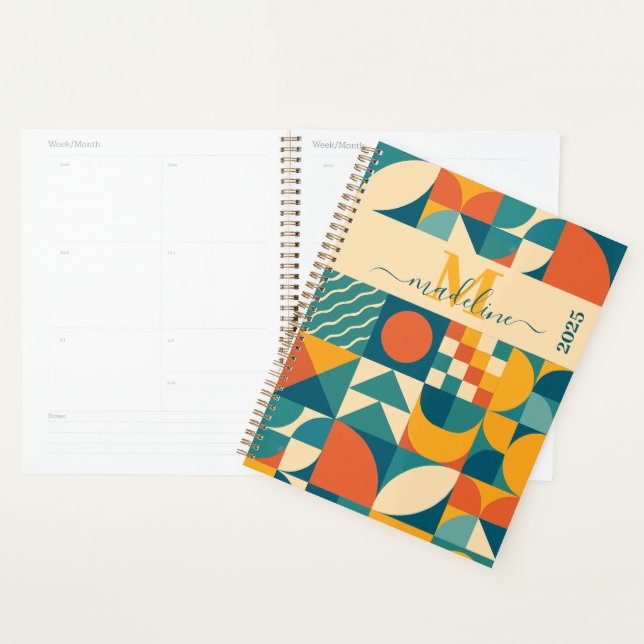 Personalized Retro Geometric Colourful  Planner (Display)