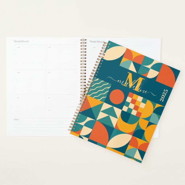 Personalized Retro Geometric Colourful  Planner (Display)