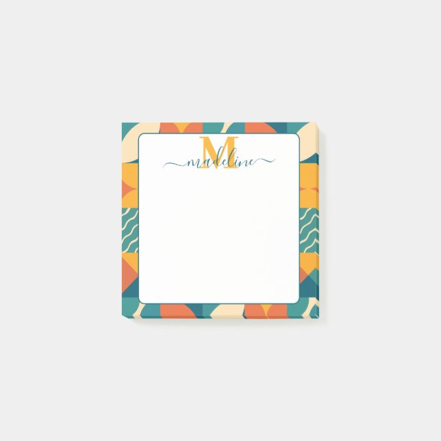 Personalized Retro Geometric Colourful  Post-it Notes (Front)