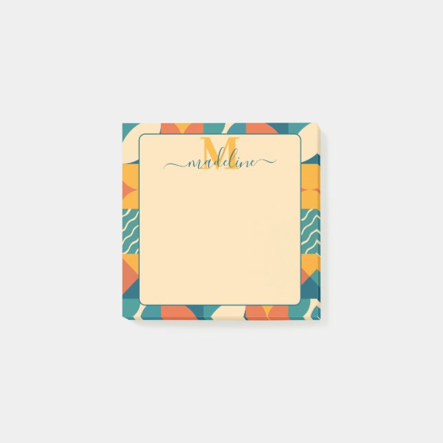 Personalized Retro Geometric Colourful  Post-it Notes (Front)