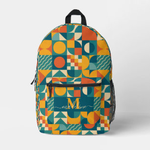 Personalized Retro Geometric Colourful Printed Backpack