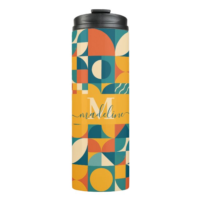 Personalized Retro Geometric Colourful  Thermal Tumbler (Front)
