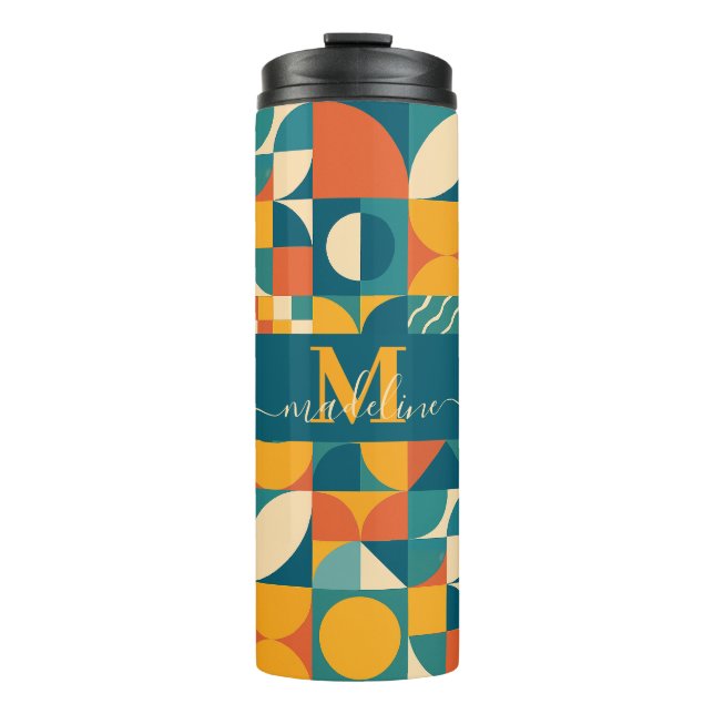 Personalized Retro Geometric Colourful  Thermal Tumbler (Front)
