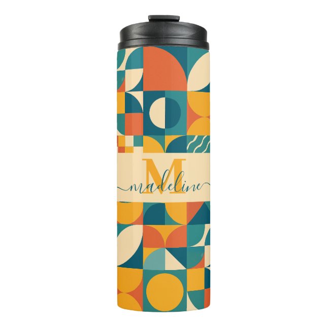 Personalized Retro Geometric Colourful  Thermal Tumbler (Front)