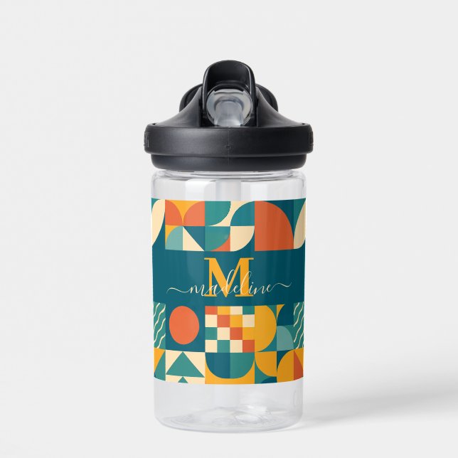Personalized Retro Geometric Colourful  Water Bottle (Front)