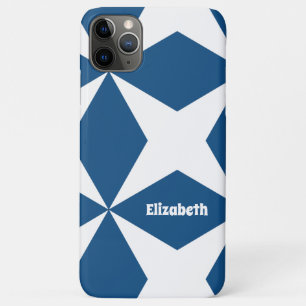 Personalized Retro Geometric Pattern Classic Blue iPhone 11 Pro Max Case