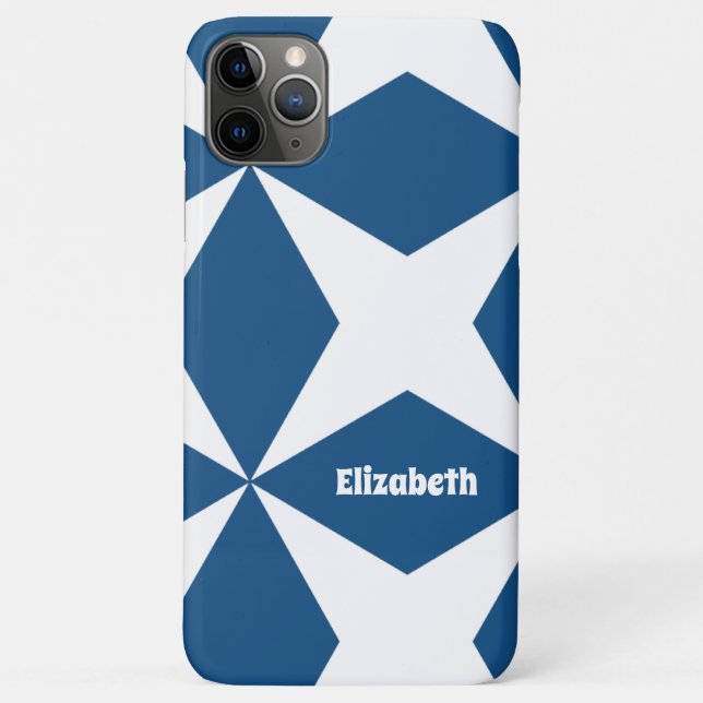 Personalized Retro Geometric Pattern Classic Blue Case-Mate iPhone Case (Back)