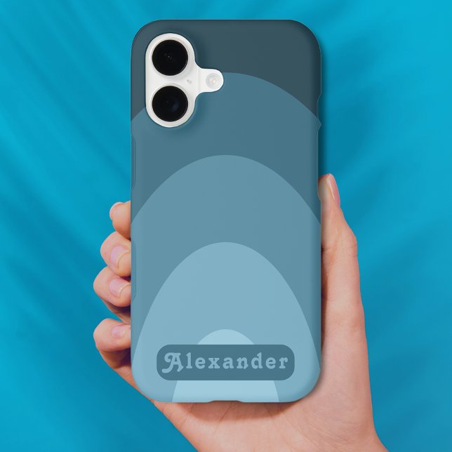 Personalized Retro Groovy Blue Arch (Personalized Retro blue arch with groovy vintage 70s typography iPhone case)