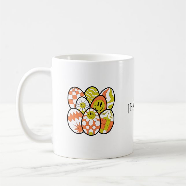 Personalized Retro Groovy Easter Egg Mug (Gauche)