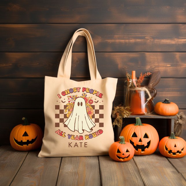 Personalized Retro Groovy Halloween Tote Bag (Creator Uploaded)