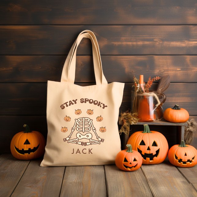 Personalized Retro Groovy Halloween Tote Bag (Creator Uploaded)