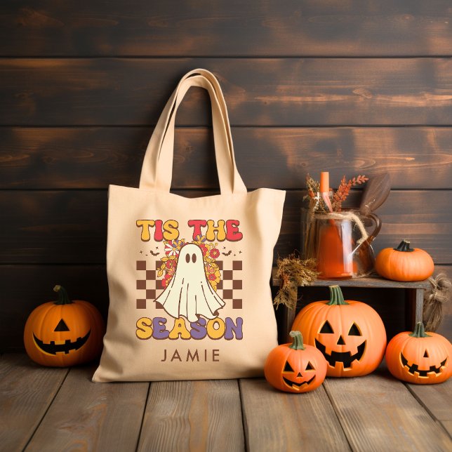 Personalized Retro Groovy Halloween Tote Bag (Creator Uploaded)