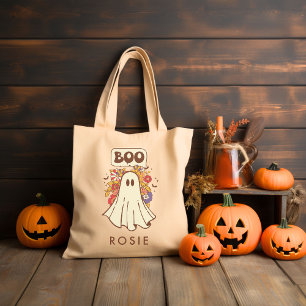 Personalized Retro Groovy Halloween Tote Bag