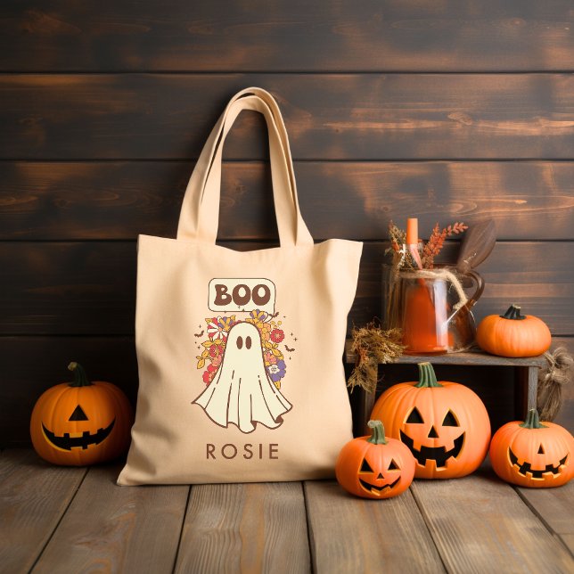 Personalized Retro Groovy Halloween Tote Bag (Creator Uploaded)