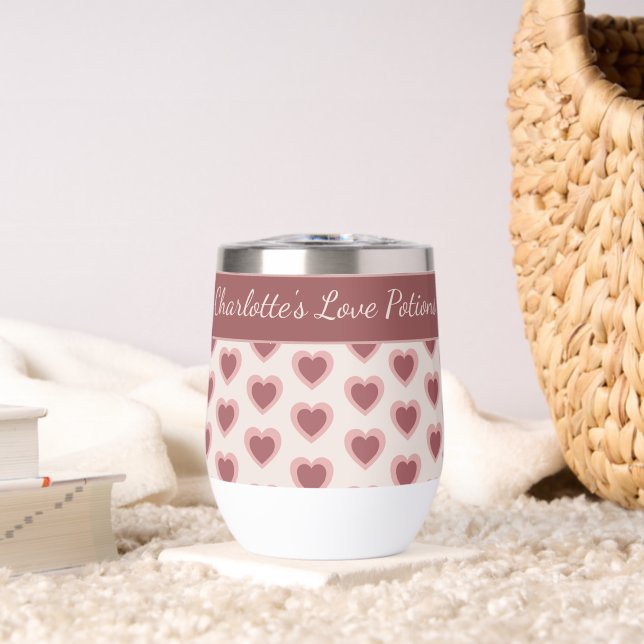Personalized Retro Hearts Pink Burgundy (Living Room (Rotated))