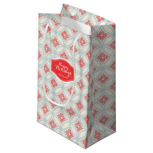 Personalized retro holiday Moroccan circle pattern Small Gift Bag