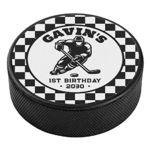 Personalized Retro Ice Hockey Birthday Party Puck