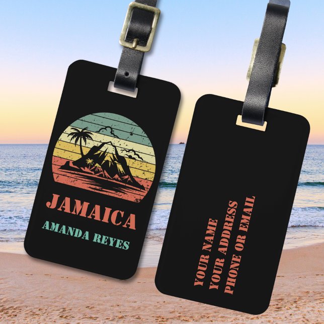 Personalized Retro Jamaica Luggage Tag (Creator Uploaded)
