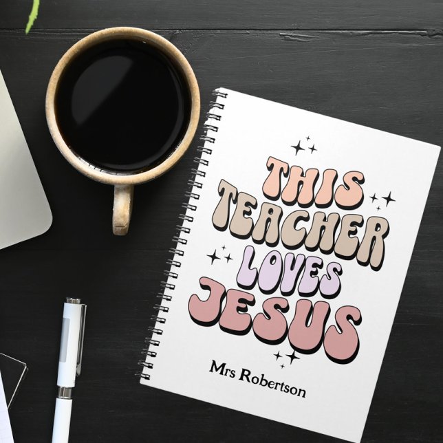 Personalized Retro Jesus teacher appreciation  Notebook (Creator Uploaded)